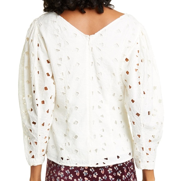 LA VIE REBECCA TAYLOR EMBROIDERED TOP IVORY SZ S - Picture 3 of 8